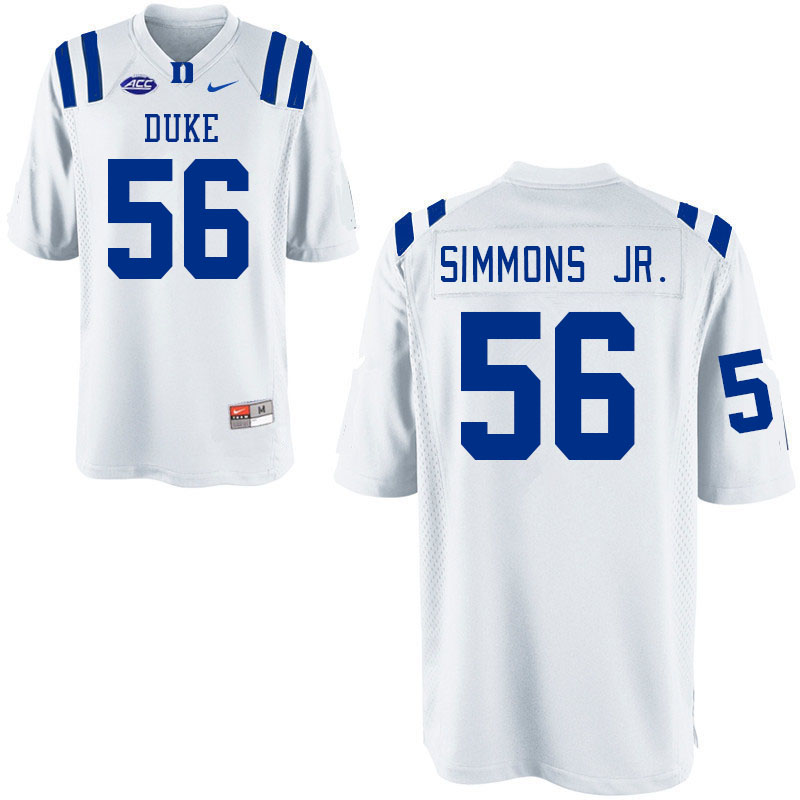 Men #56 Terry Simmons Jr. Duke Blue Devils College Football Jerseys Stitched Sale-White - Click Image to Close